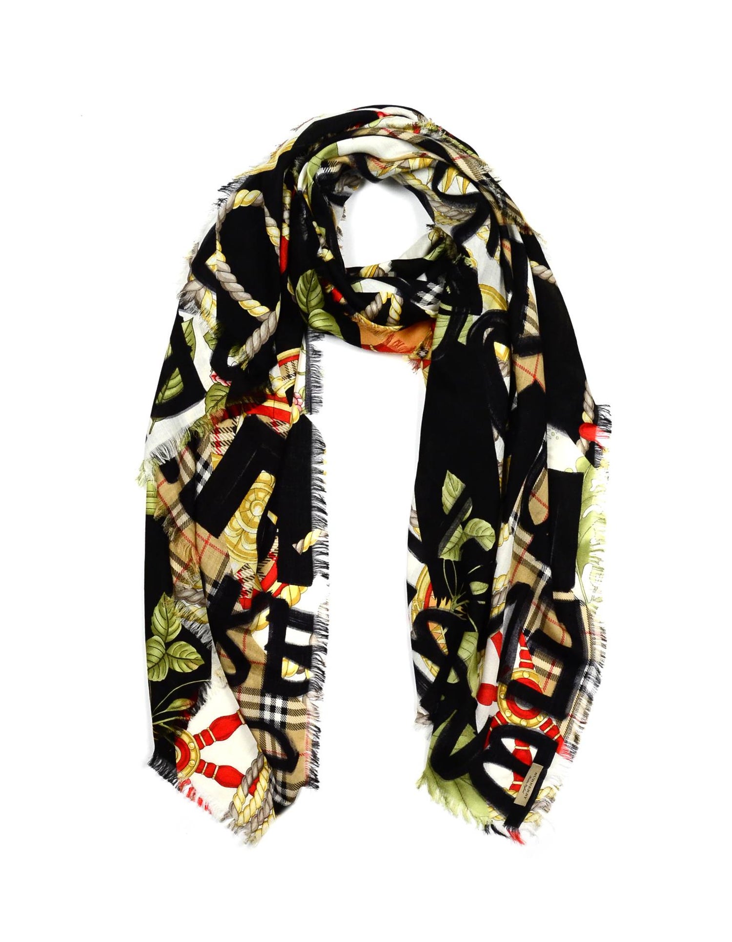 Burberry Wool/Silk/Cashmere Nautical Plaid Graffiti XL Scarf/Shawl For Sale  at 1stDibs | burberry graffiti scarf