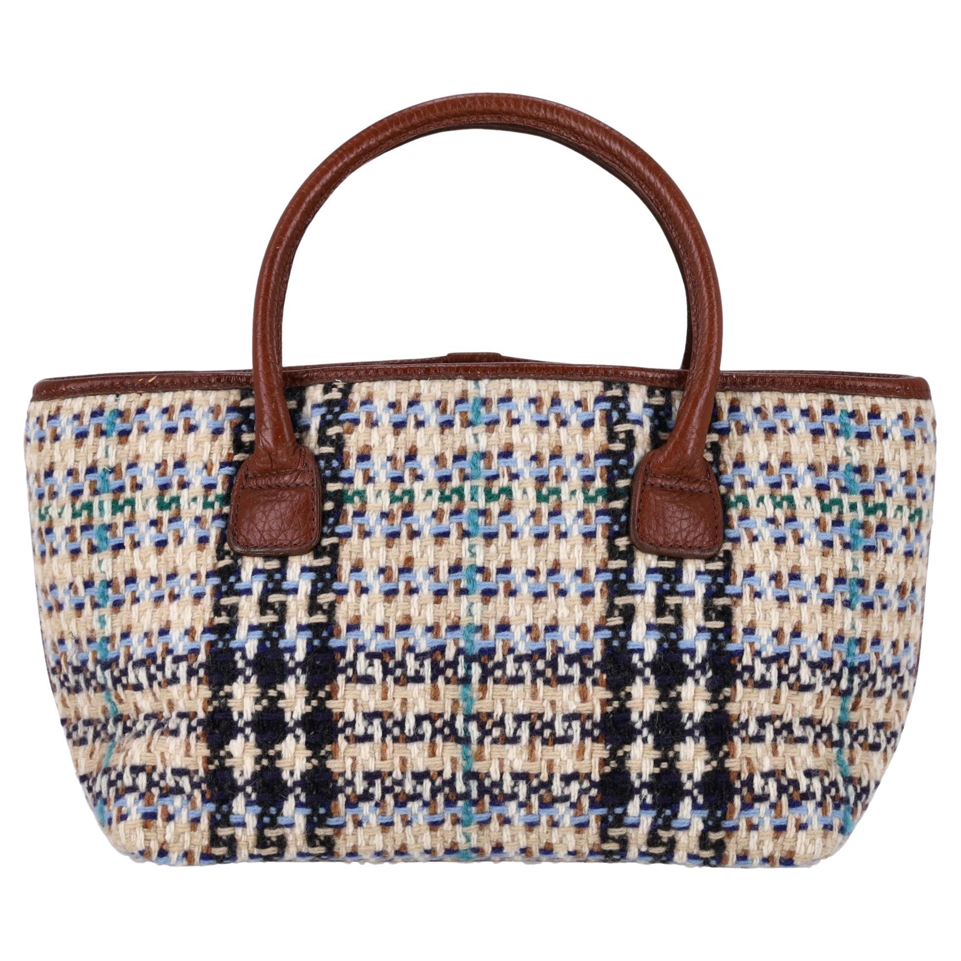 Sac à main en laine tissée Burberry en vente