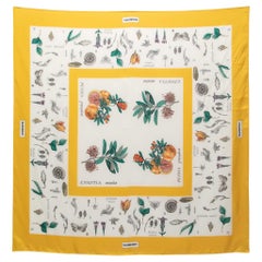 Burberry Yellow Botanical Study Print Silk Scarf