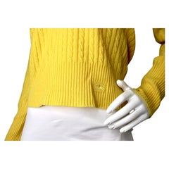 Burberry Yellow Cable-Knit Cashmere V-Neck Sweater