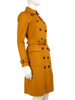 Burberry Yellow Cashmere Belted Trench Coat Size XS