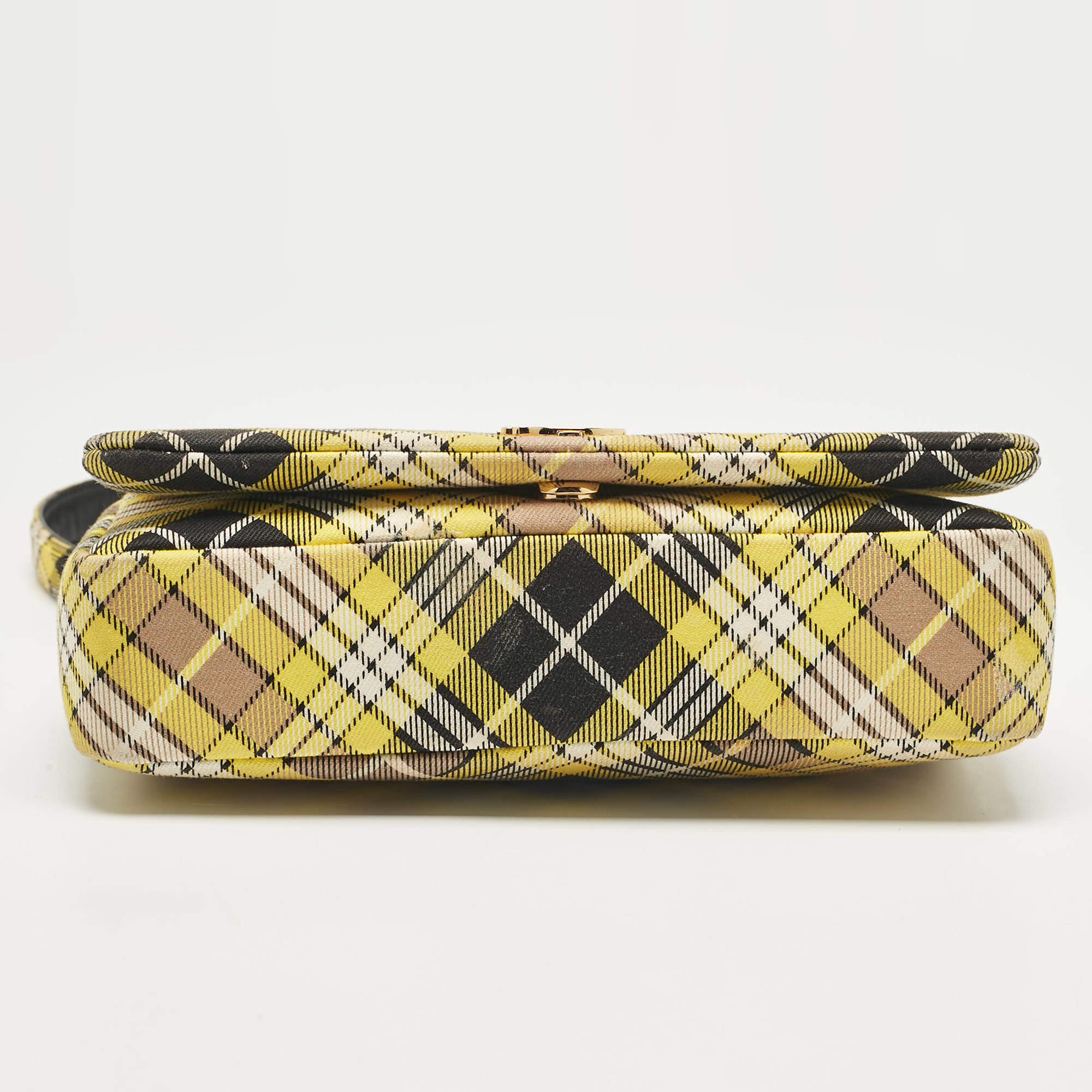 Burberry Yellow Check Canvas Small Lola Chain Shoulder Bag 1