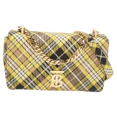 Burberry Yellow Check Canvas Small Lola Chain Shoulder Bag