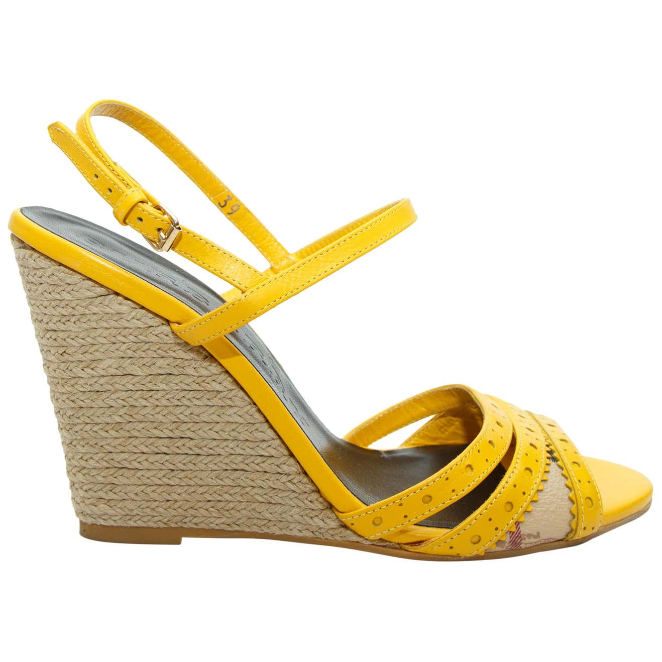 Burberry Yellow Espadrille Wedge Heels For Sale at 1stDibs