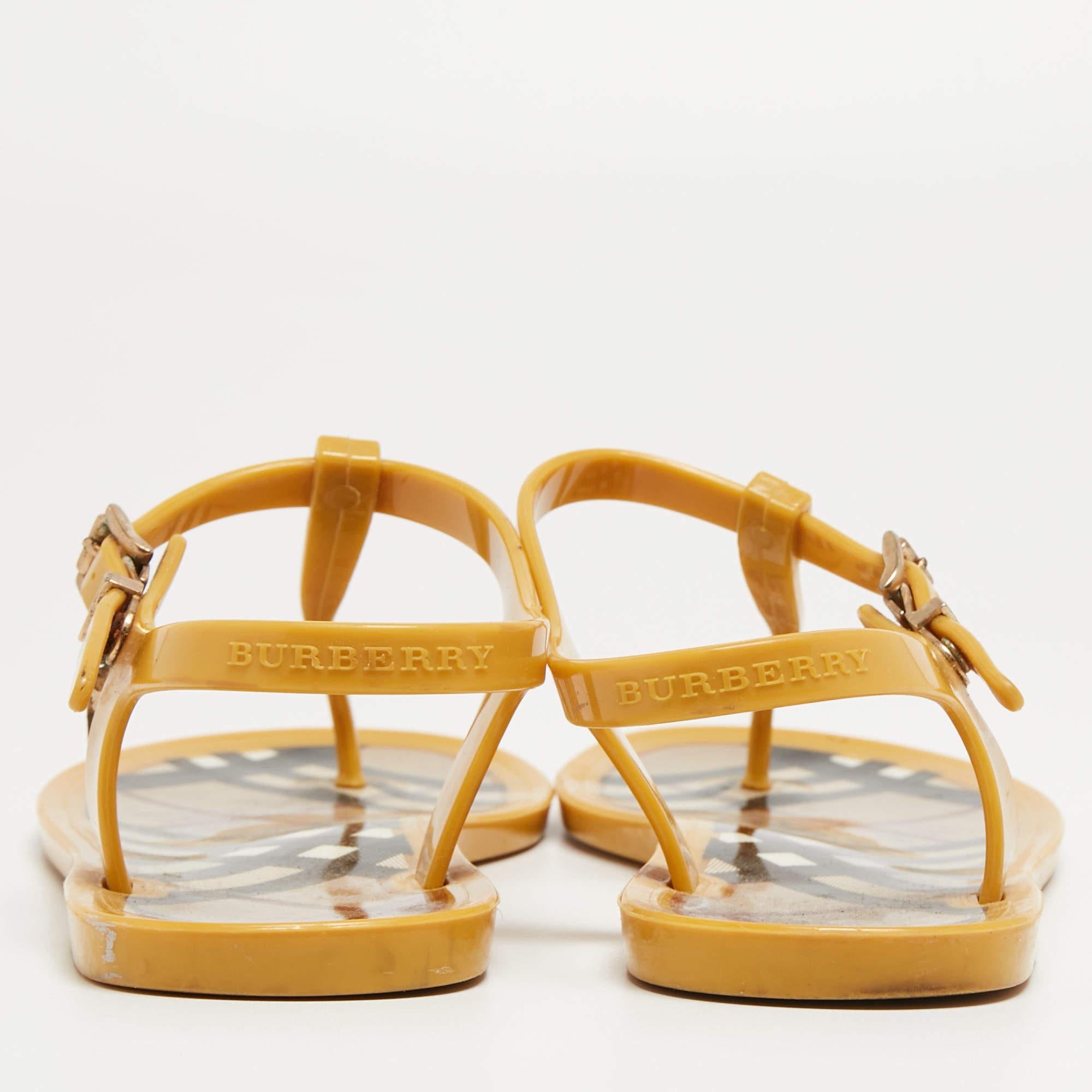 Burberry Yellow Jelly Thong Flat Slides Size 38 2