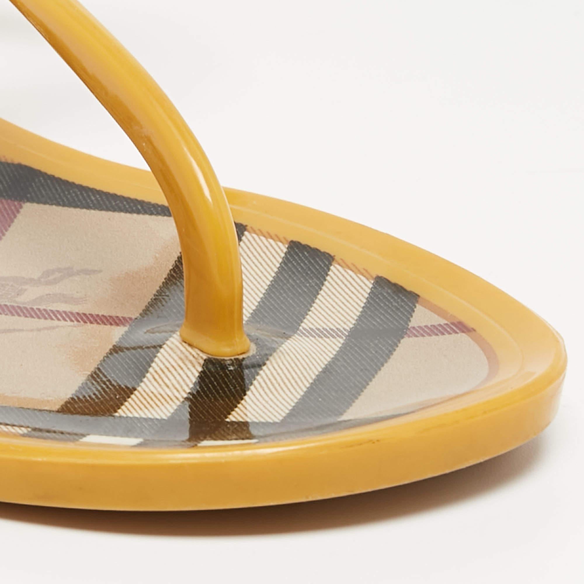 Burberry Yellow Jelly Thong Flat Slides Size 38 3