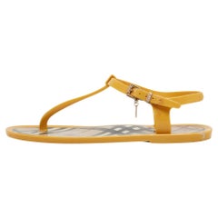 Burberry Yellow Jelly Thong Flat Slides Size 38