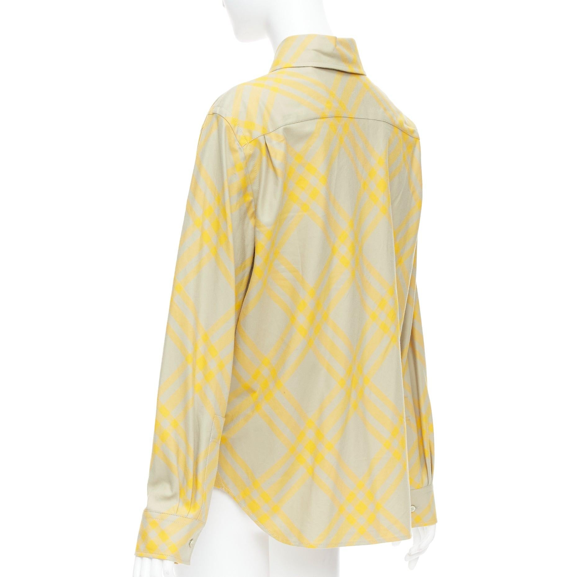 Burberry, camicia a maniche lunghe giallo cachi House Check UK8 S in vendita 1