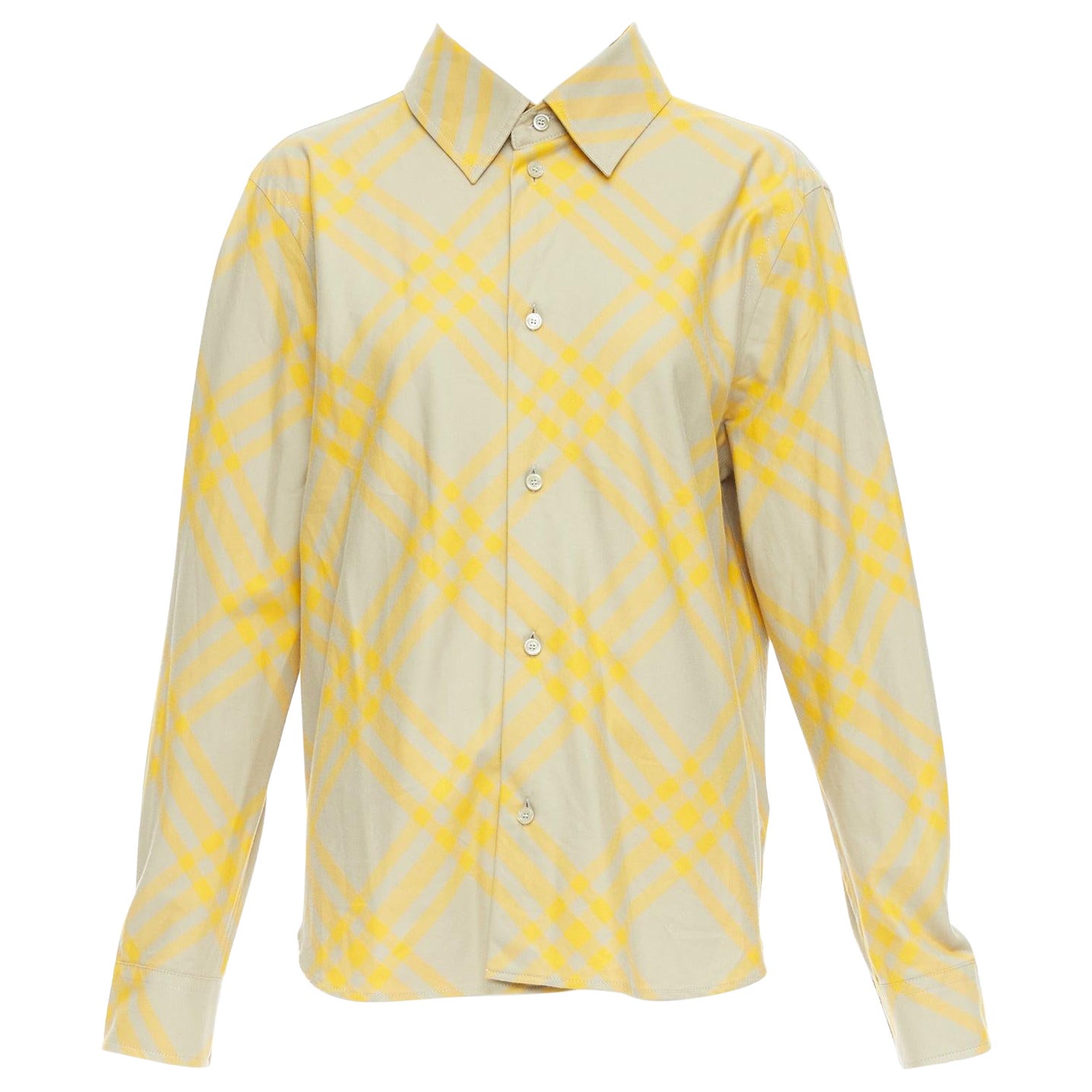BURBERRY chemise à manches longues à carreaux Maison de chevalier jaune kaki GB8 S en vente