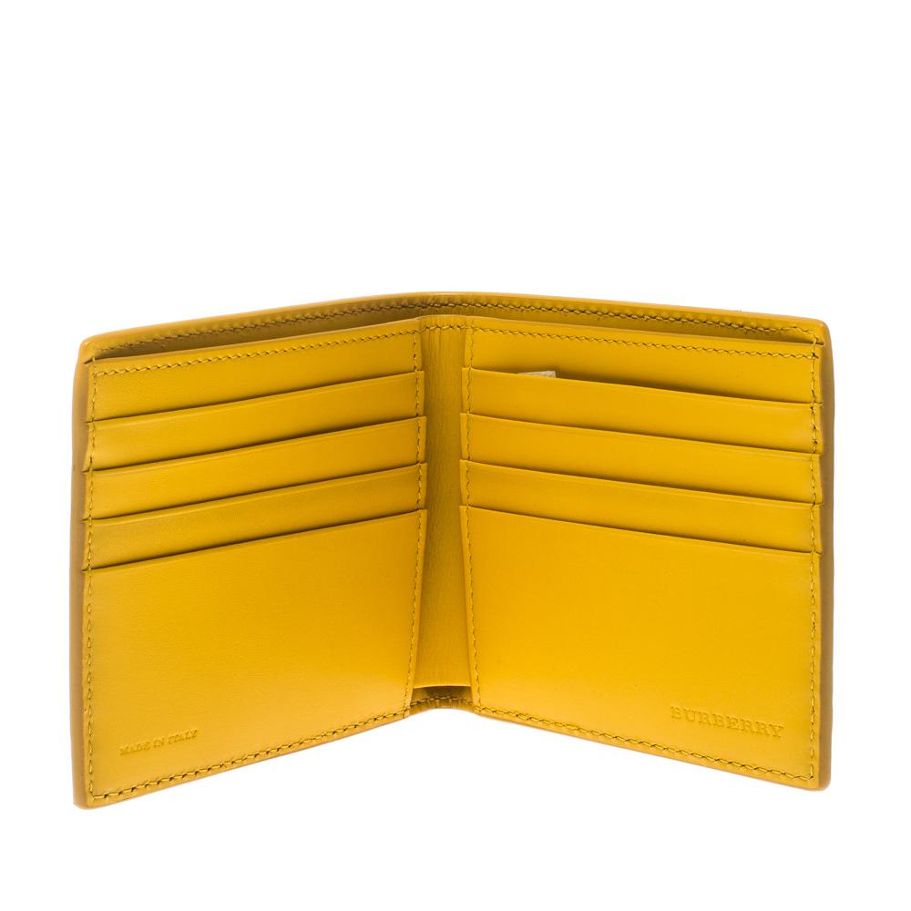 Burberry Yellow Leather Bifold Compact Wallet 3