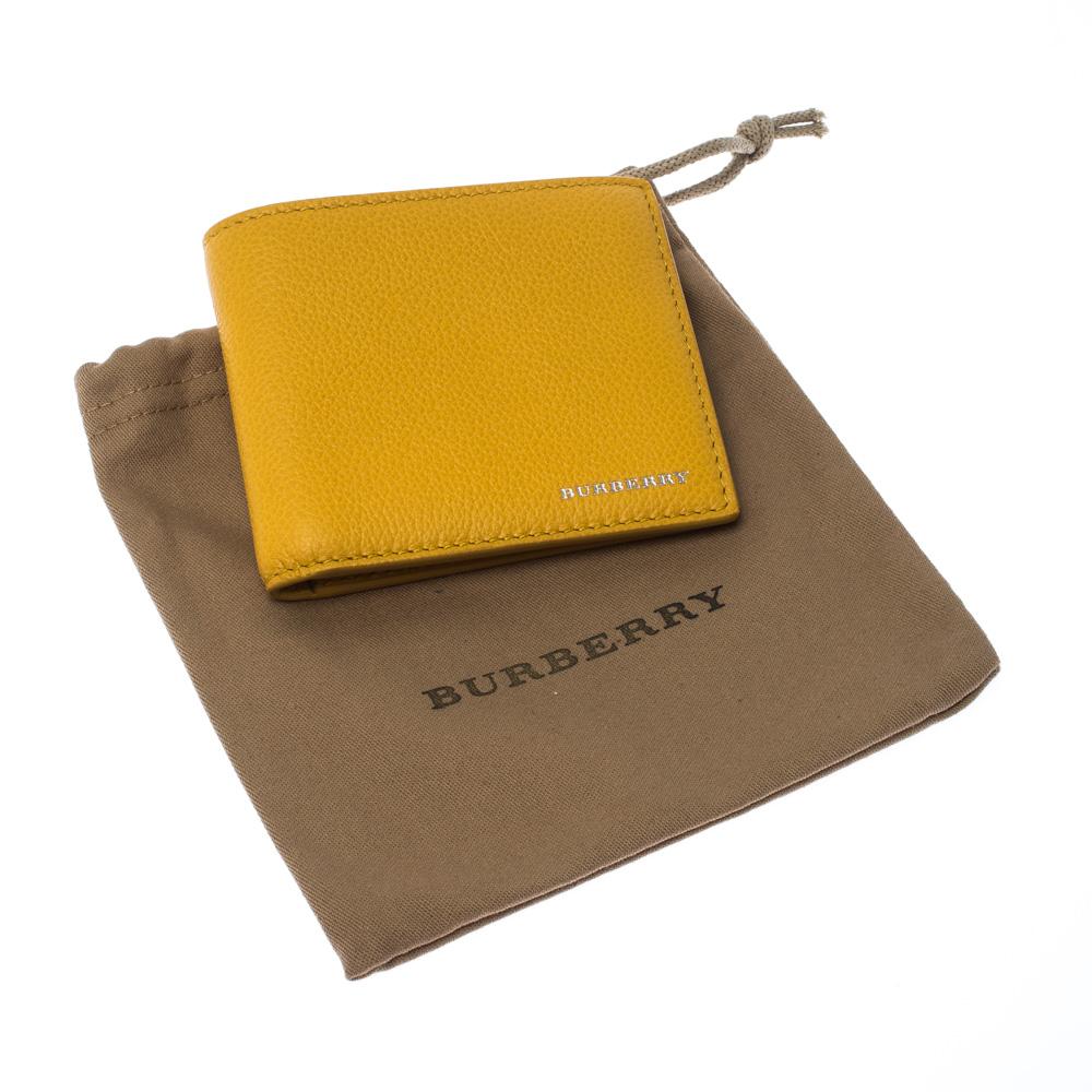 Burberry Yellow Leather Bifold Compact Wallet 4