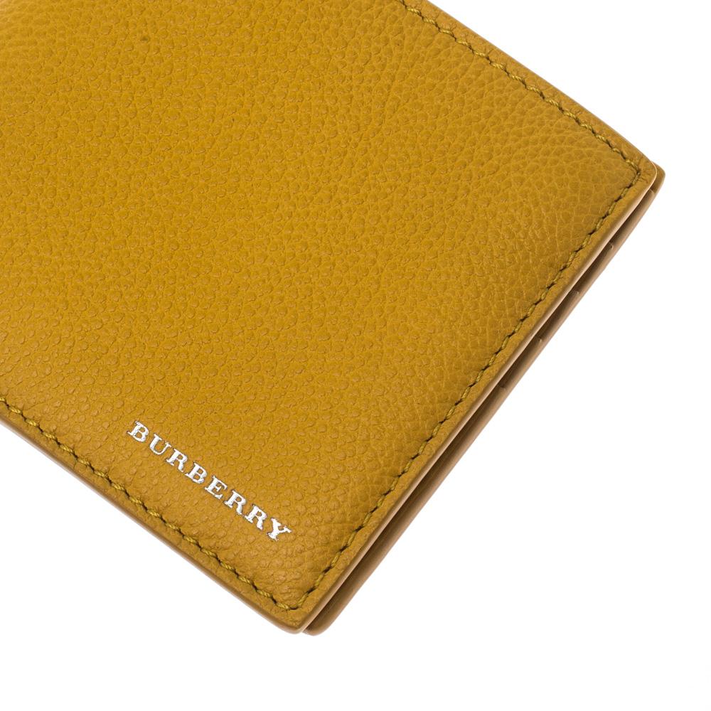 Men's Burberry Yellow Leather Bifold Compact Wallet