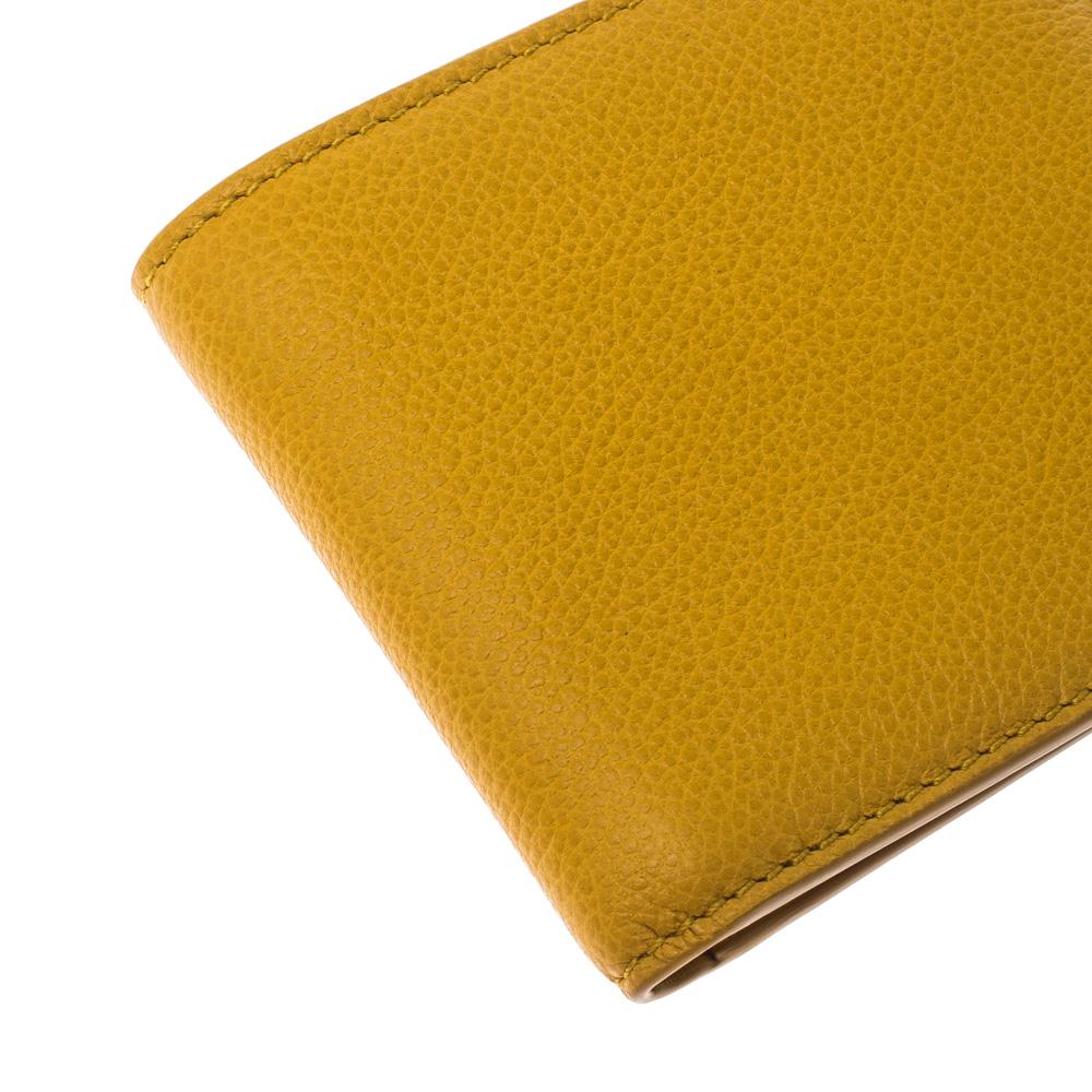 Burberry Yellow Leather Bifold Compact Wallet 1