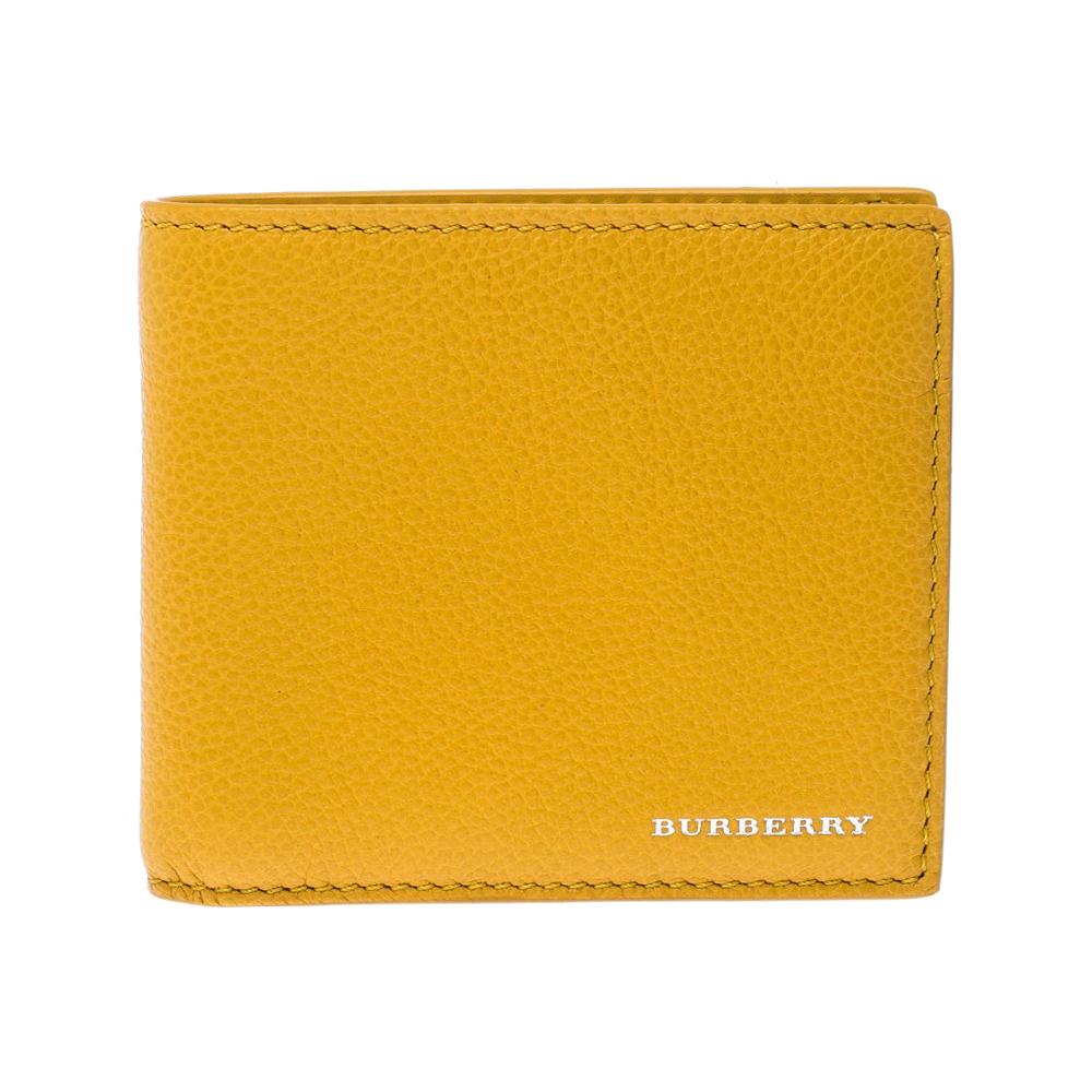 Burberry Yellow Leather Bifold Compact Wallet