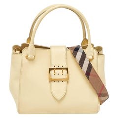 Burberry Yellow Leather Medium Buckle Tote