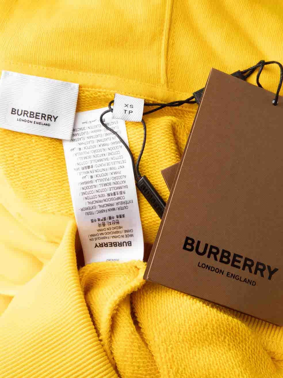 Women's Burberry Yellow Robson Oversize Drawstring Hoodie Size XS