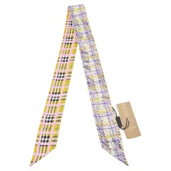 Burberry Yellow Scribble & Check Printed Silk Twilly