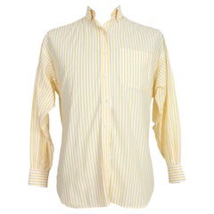Burberry Gelbes Weißes Vintage-Baumwoll-Nadelstreifenhemd