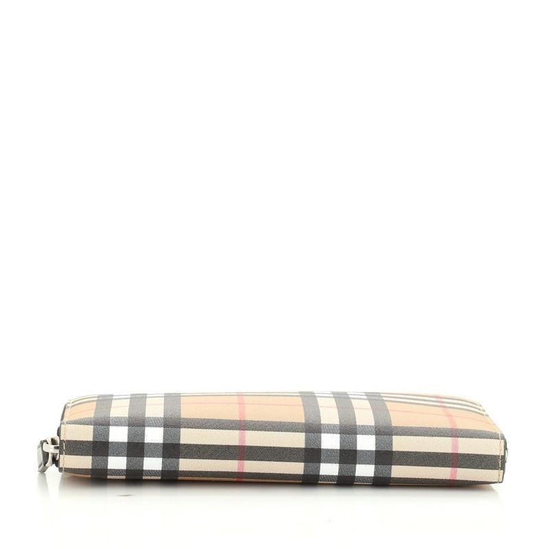 Beige Burberry Zip Around Organizer Wallet Vintage Check Canvas
