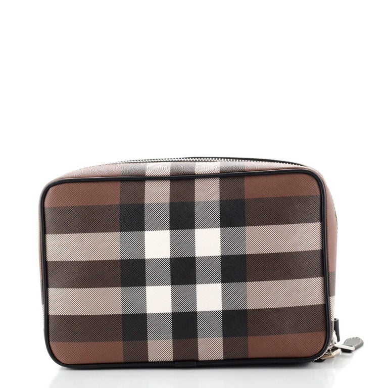 Burberry Zip Pouch Wristlet Check Coated Canvas at 1stDibs