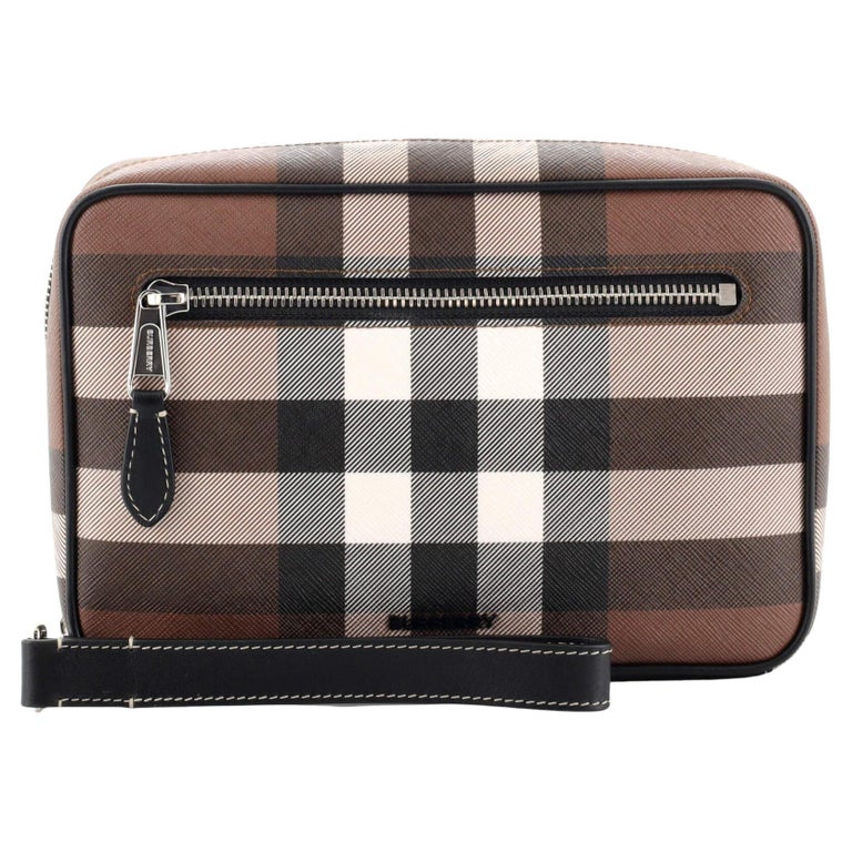 Burberry Zip Pouch Wristlet Check Coated Canvas at 1stDibs