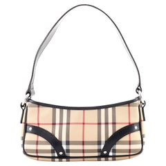 Burberry Zip Shoulder Bag Horseferry Check Coated Canvas with Studded Lea