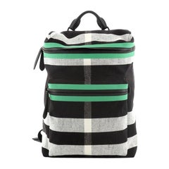 Burberry Zip Top Backpack Check Canvas Large