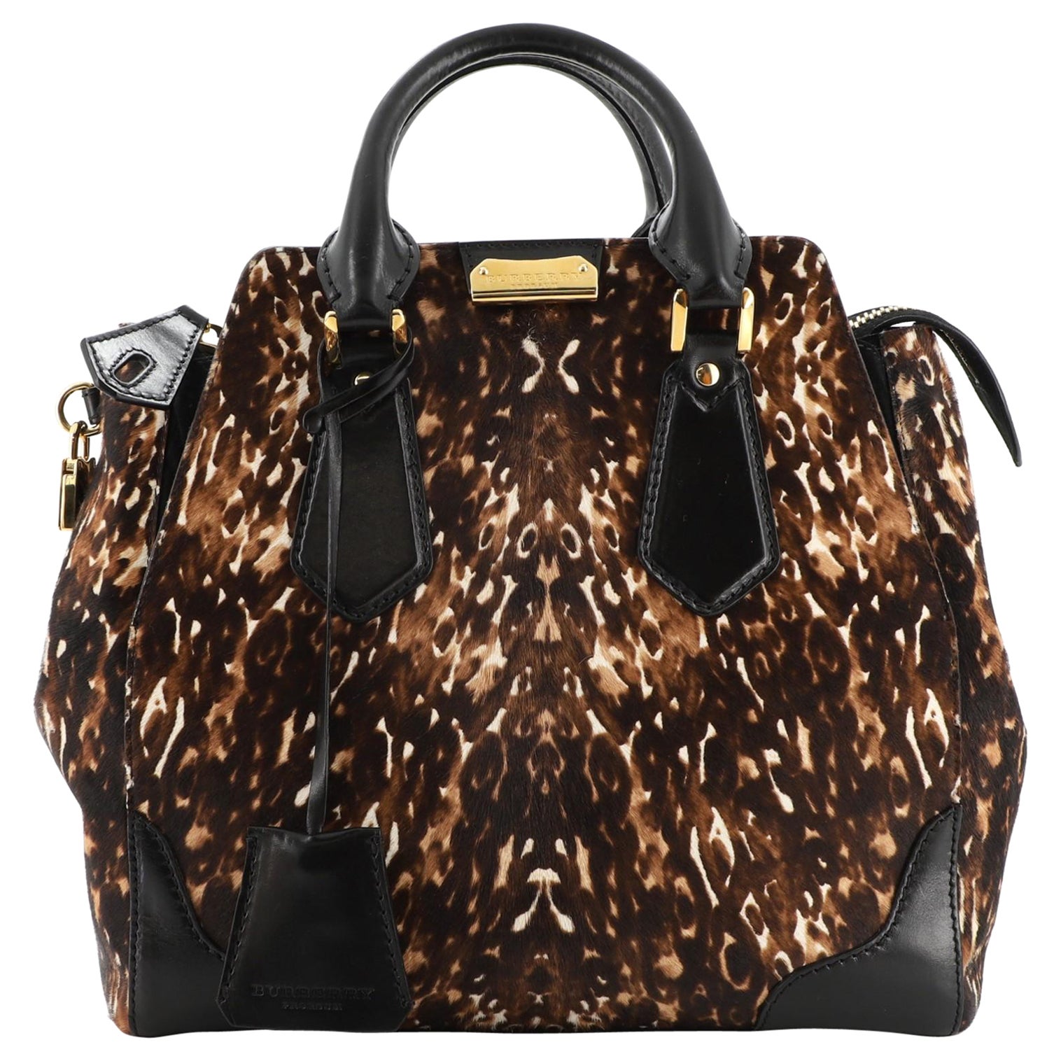 Burberry Zipped Doctor Satchel Printed Pony Hair and Leather