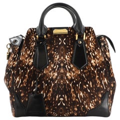 Burberry Zipped Doctor Satchel Printed Pony Hair and Leather
