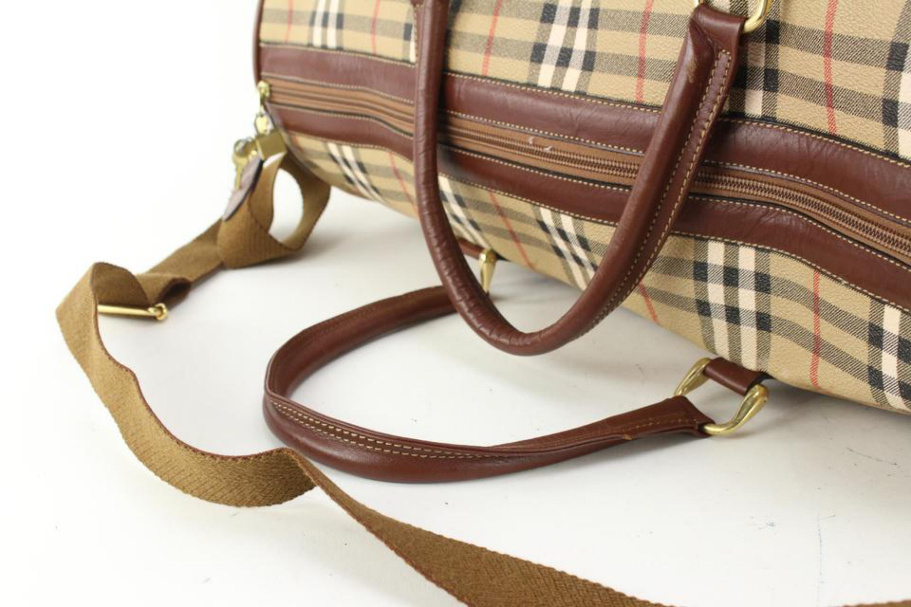 Burberrys Beige Nova Check Boston Duffle Bag with Strap 57b429s 5