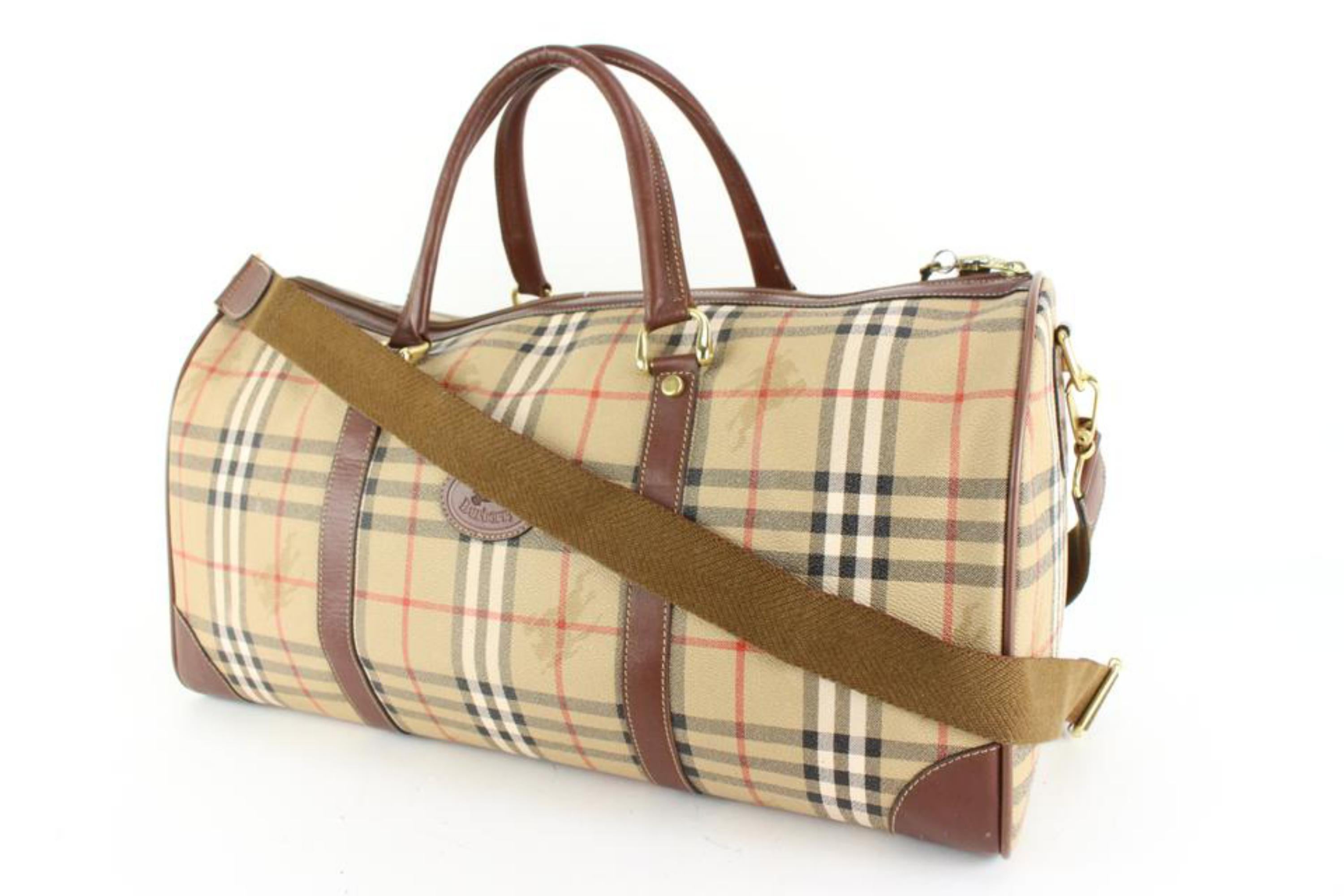 Burberrys Beige Nova Check Boston Duffle Bag with Strap 57b429s 7