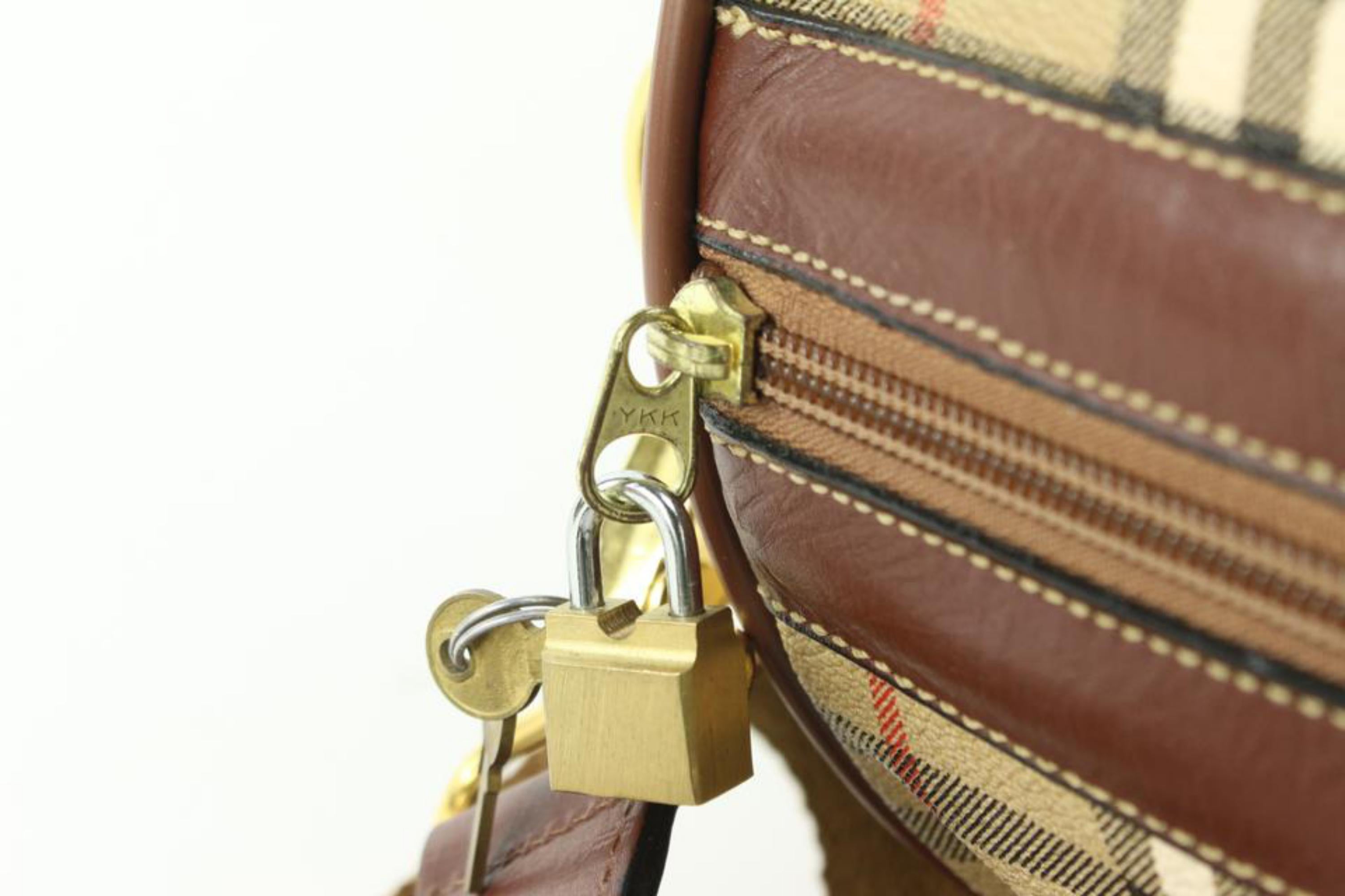 Burberrys Beige Nova Check Boston Duffle Bag with Strap 57b429s 4