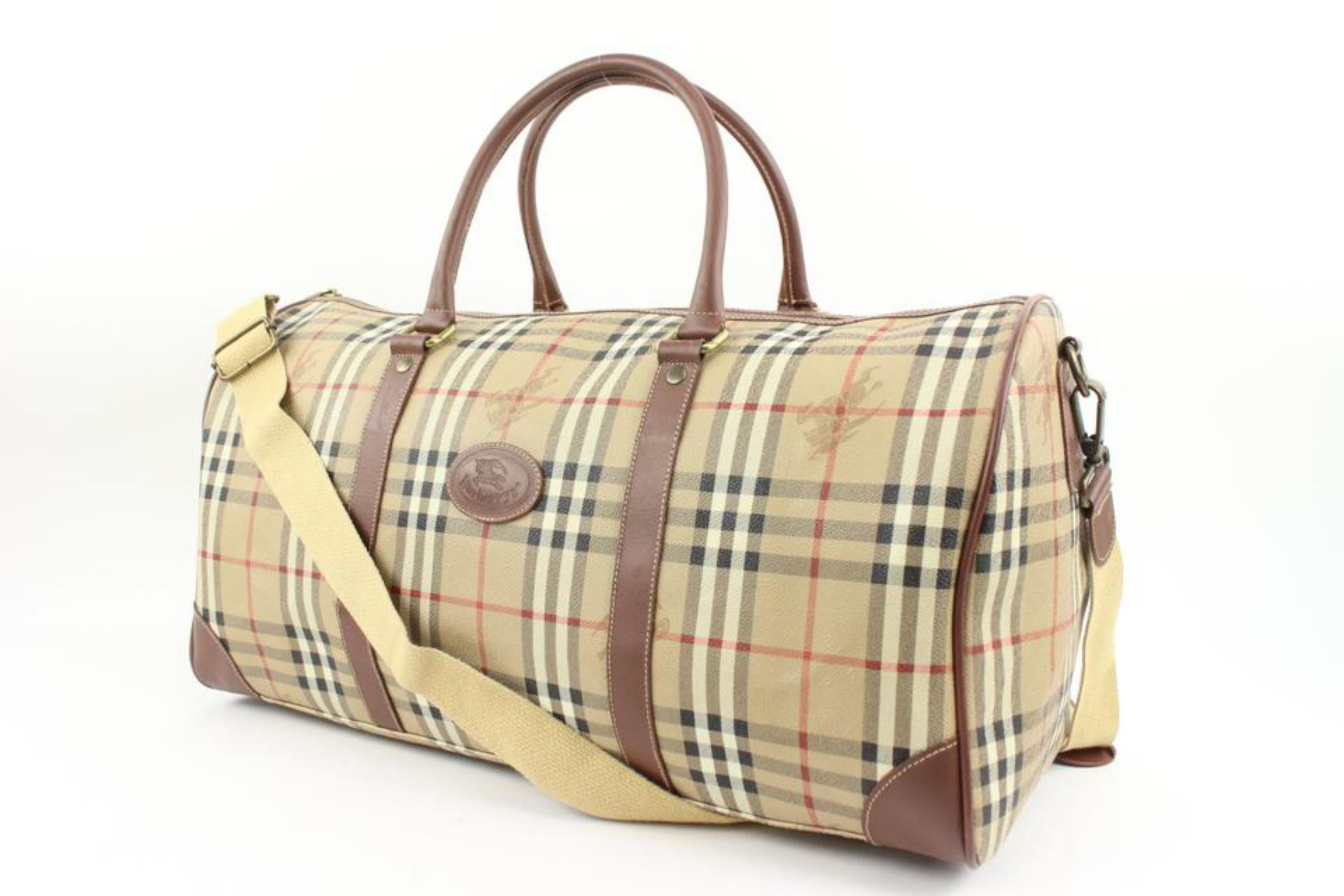 Burberrys Beige Nova Check Boston Duffle Bag with Strap 87b225s 8