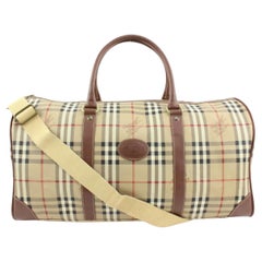 Burberrys Beige Nova Check Boston Duffle Bag with Strap 87b225s