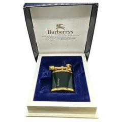 Burberrys BRITISH Dunkelgrüne Emaille vergoldet Vintage Hellblauer Saphir