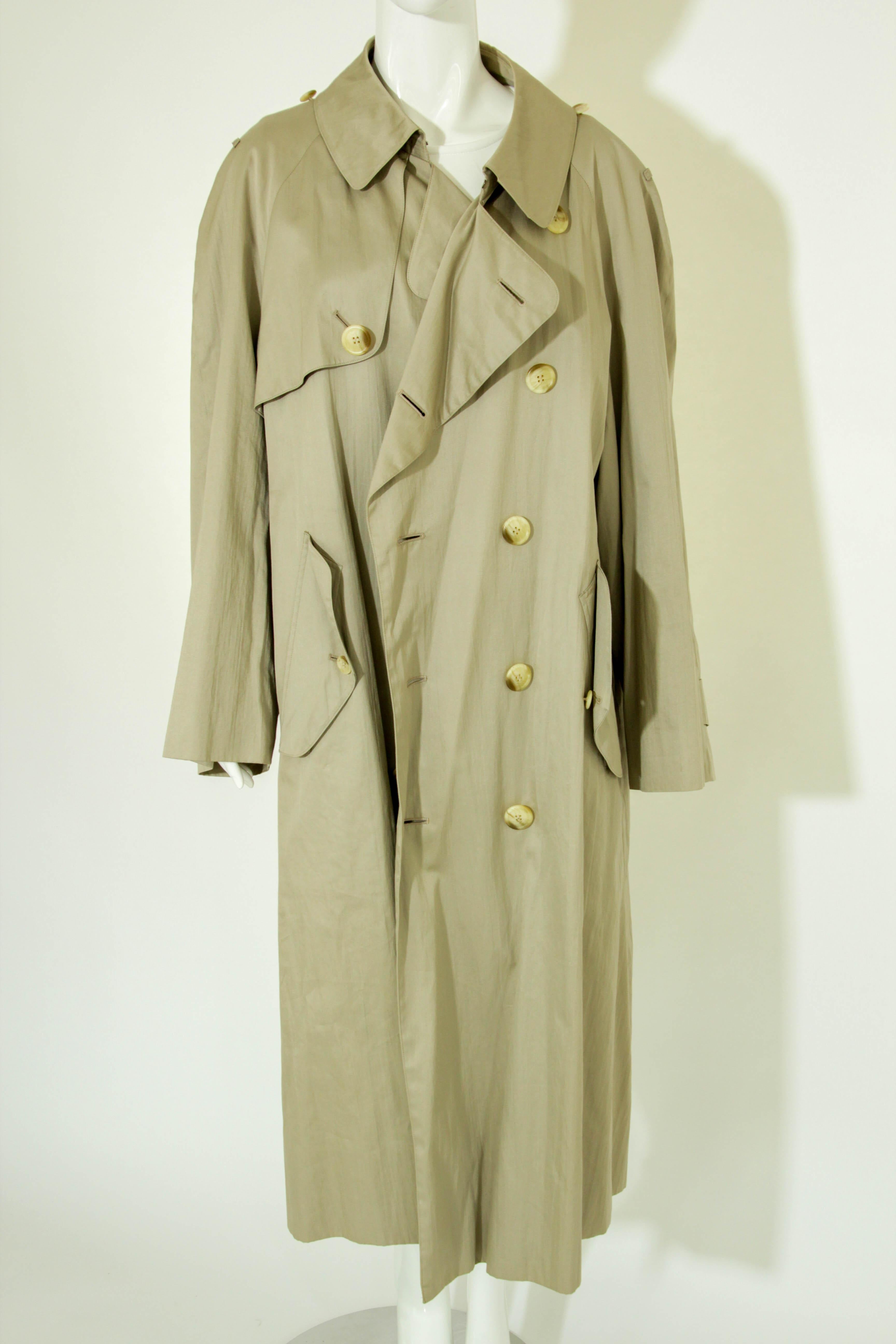 BURBERRY'S Classic Tan Trench 1980's Cotton Double Breasted For Sale 9