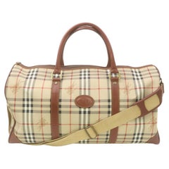 Vintage Burberrys Large Beige Nova Check Boston Duffle with Strap 863481