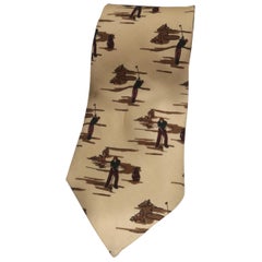 Burberry's light yellow multicoloured silk tie