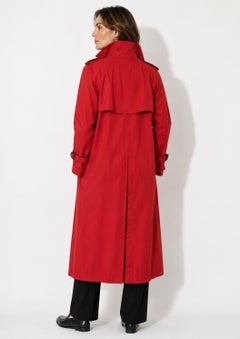BURBERRY'S London Cherry Red Nova Plaid Trench Cotton Double Breasted 1980s