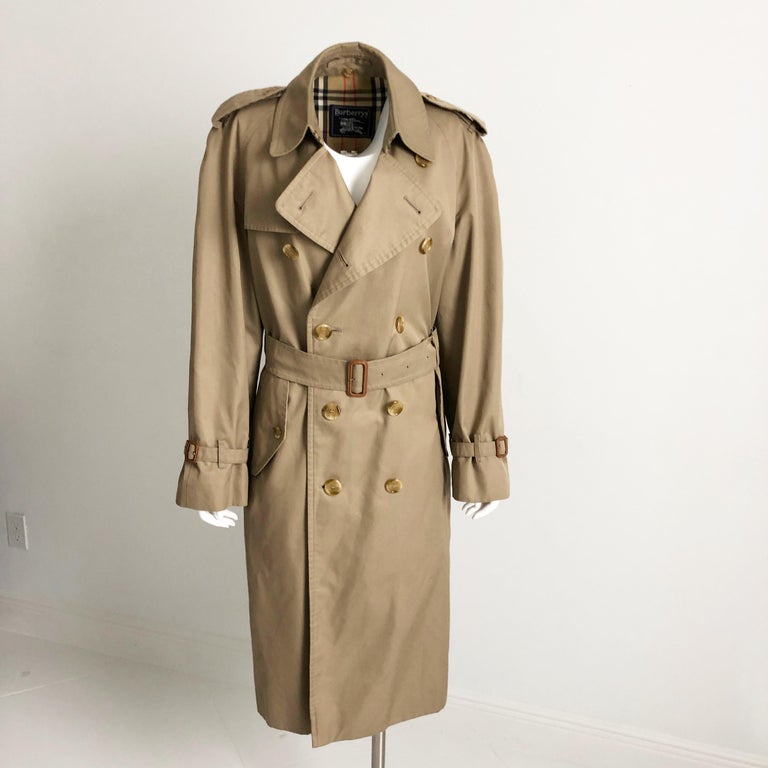 Burberrys London Mens Belted Trench Coat Tan Sz 40 at 1stDibs