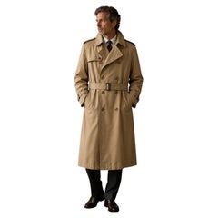 1980s BURBERRY'S London Vintage Tan Belted Double-Breasted Trench Coat Size 48