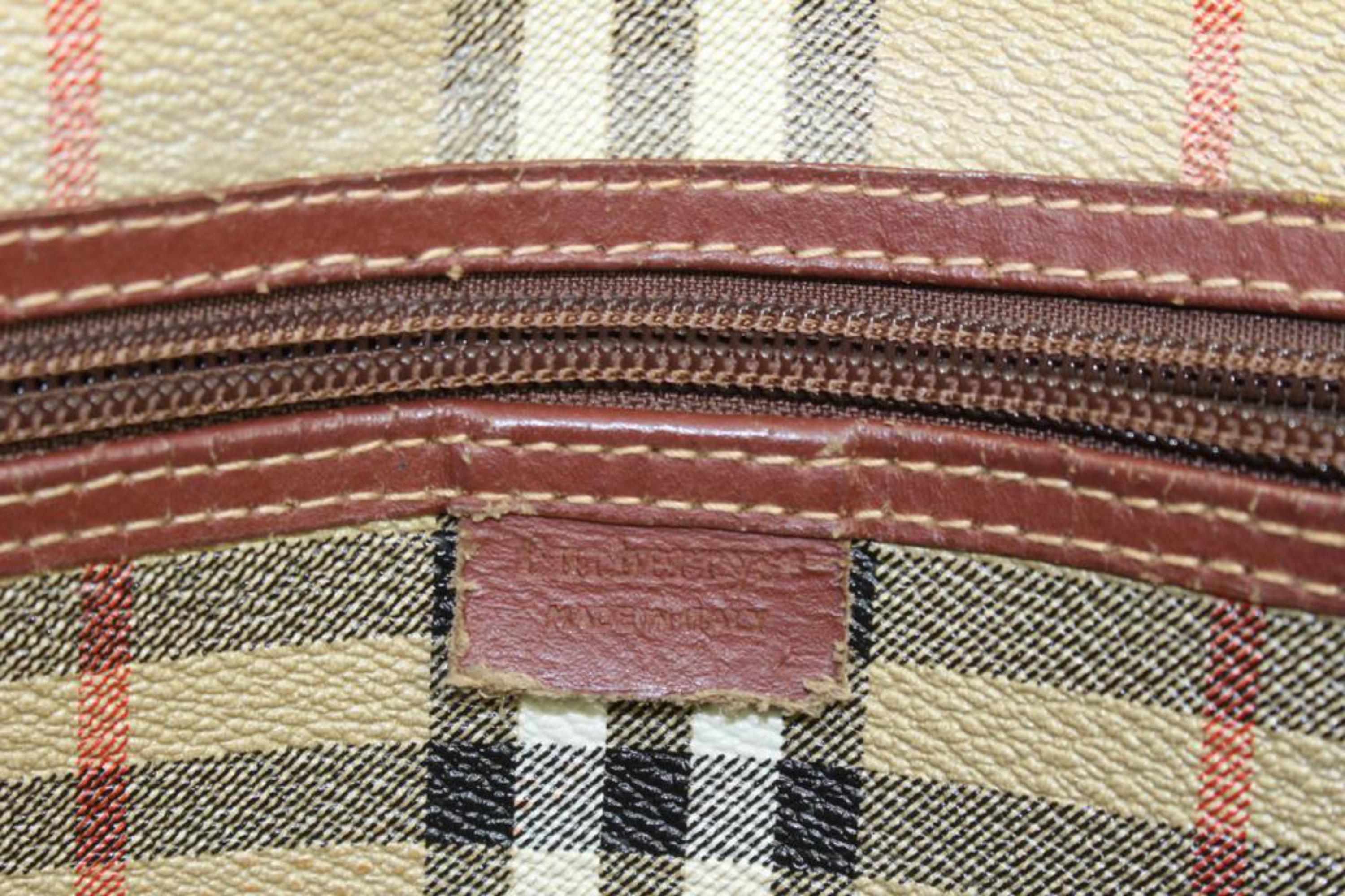 Beige Burberrys Nova Check Boston Duffle Travel Boston Bag 44b97