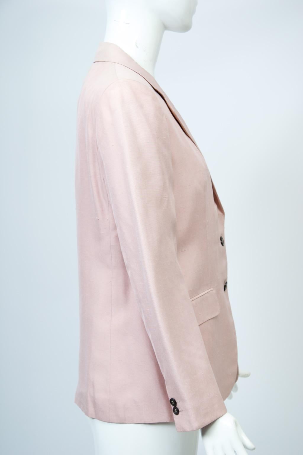 Beige Blazer di seta rosa di Burberry in vendita