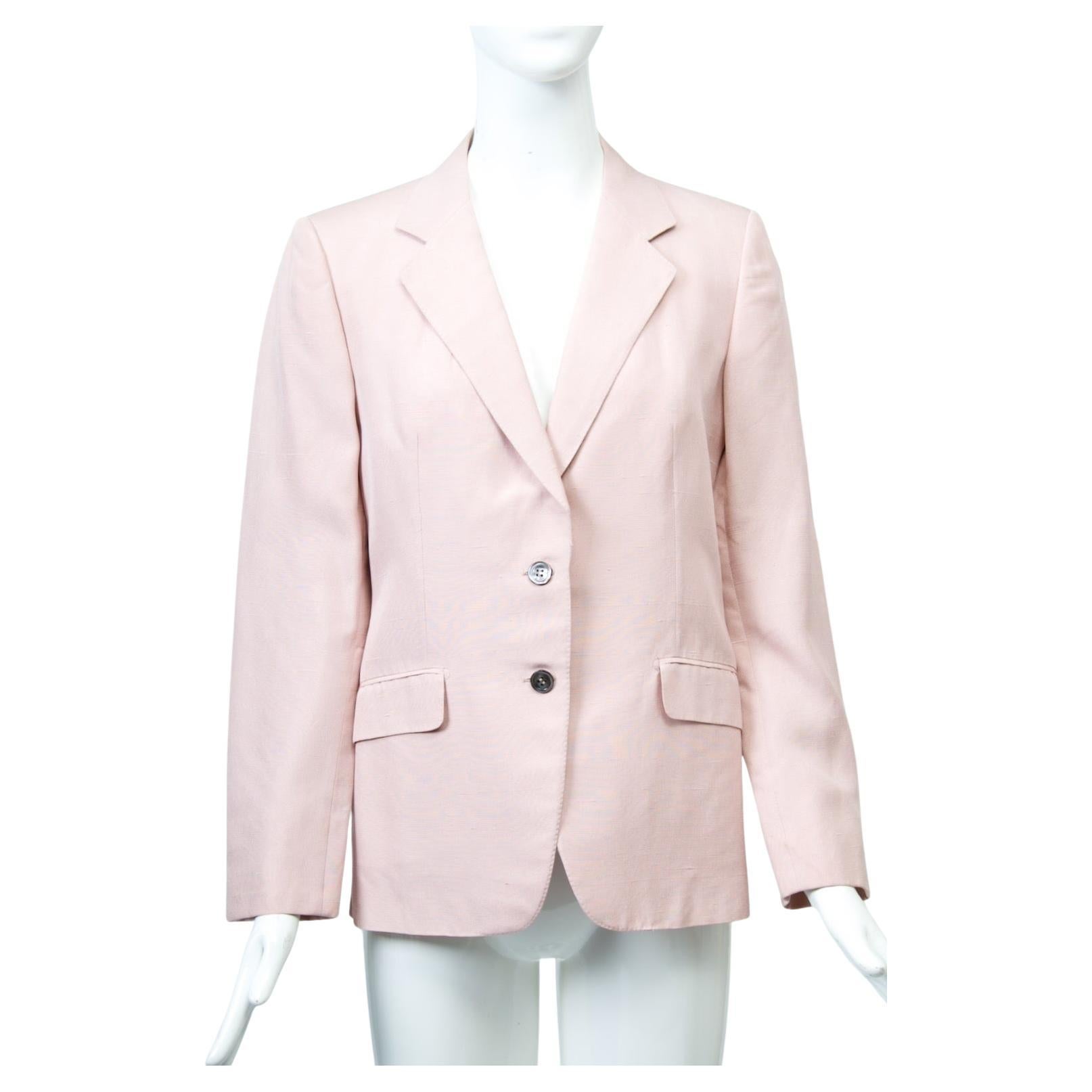 Blazer di seta rosa di Burberry in vendita