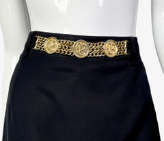 Burberrys vintage black skirt with a metal belt