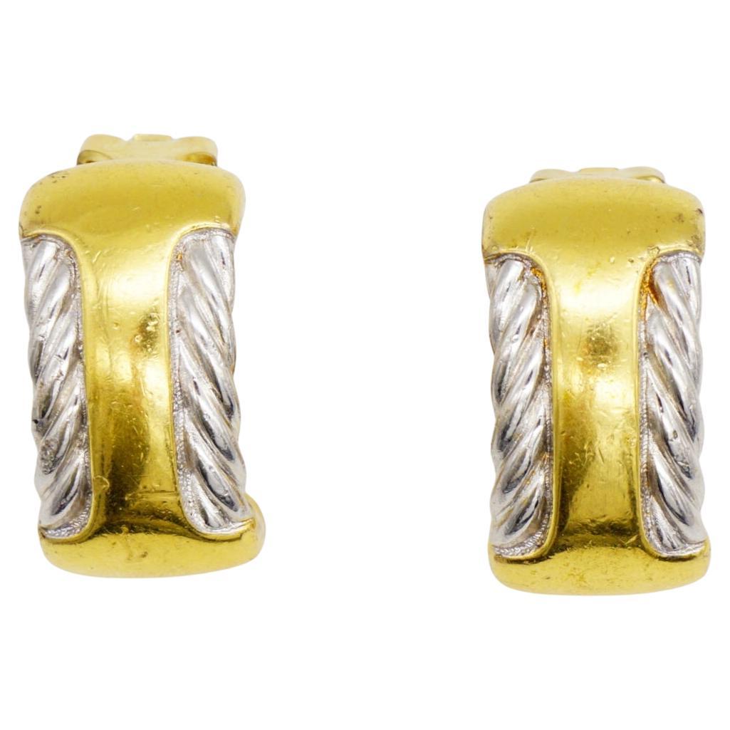 Pendientes de clip semicúpula con cuerda de plata y rectángulo de oro vintage de Burberry