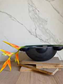 Burbuja Bowl in Smoke and Black Marbled Resin by Paola Valle