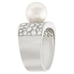 Burch Diamond-and Pearl Ring in Platinum