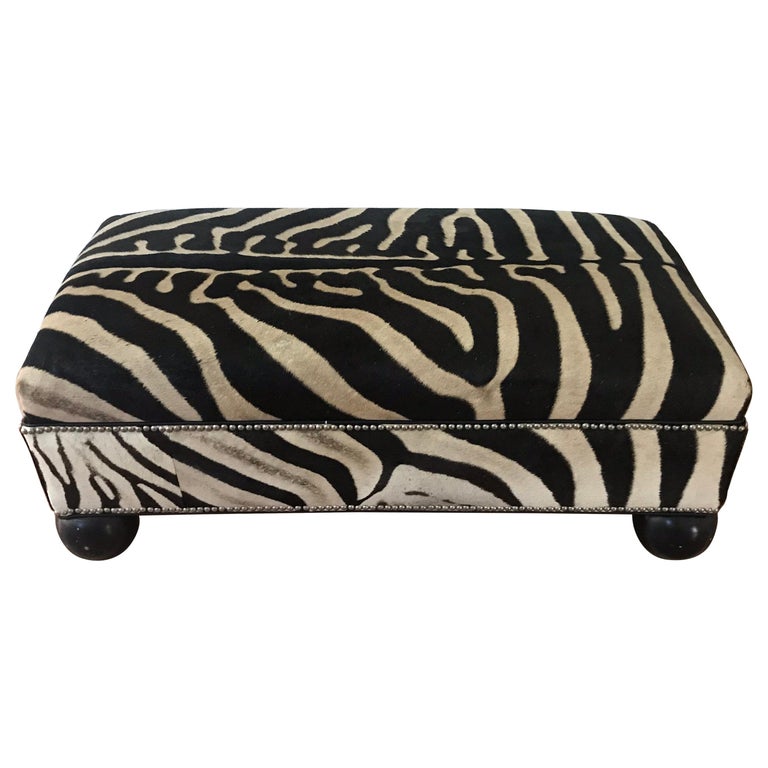 Burchell Zebra Hide Bench/Ottoman at 1stDibs zebra bench ottoman, zebra ottoman bench, west