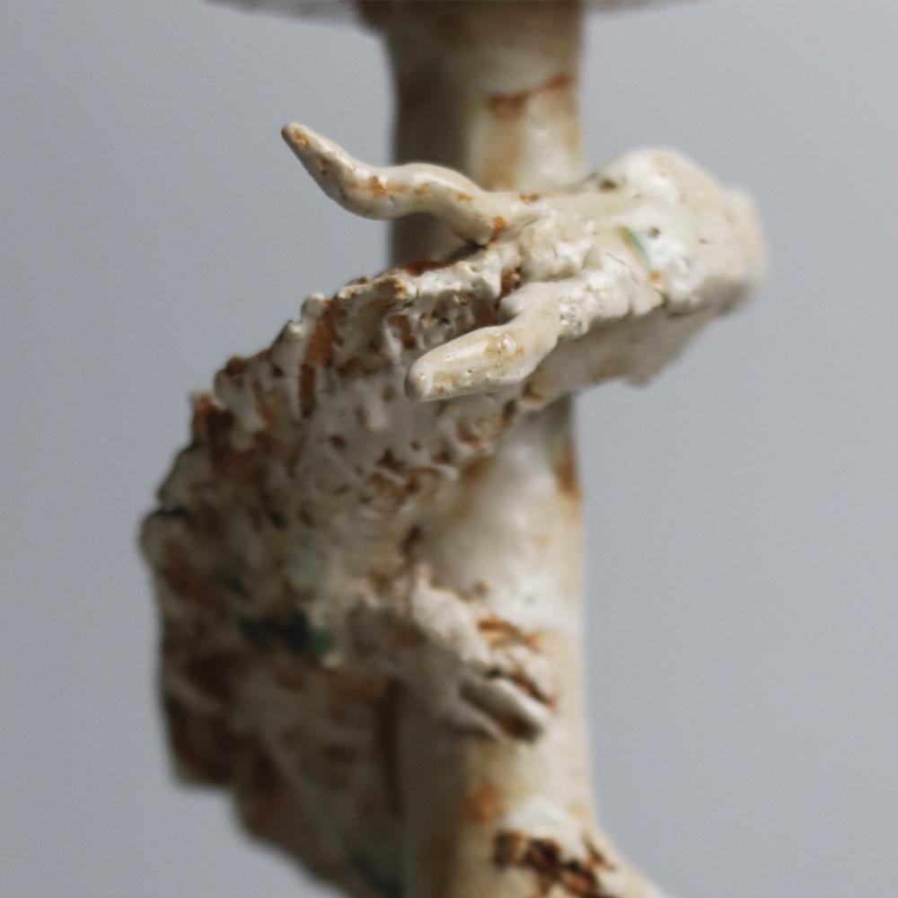 Organic Modern Burden and Flame  Hand-Built High-Fired Ceramic Candle Holder by Darren Dai For Sale